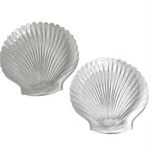 Vintage Shell Seashell Glass Plates by Anchor Hocking 1976 - 78' - 8" x 7.75"